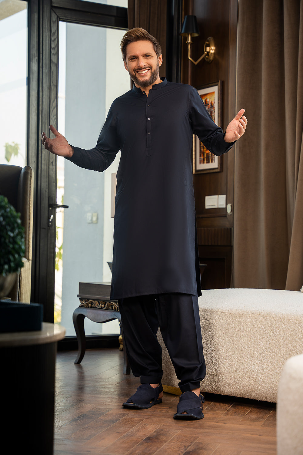 Dark Blue Blended Kameez Shalwar