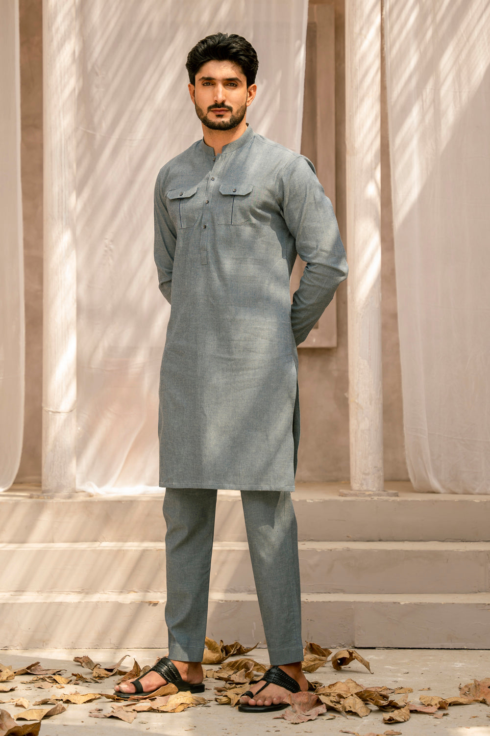 Blue Chambray Kurta Pajama