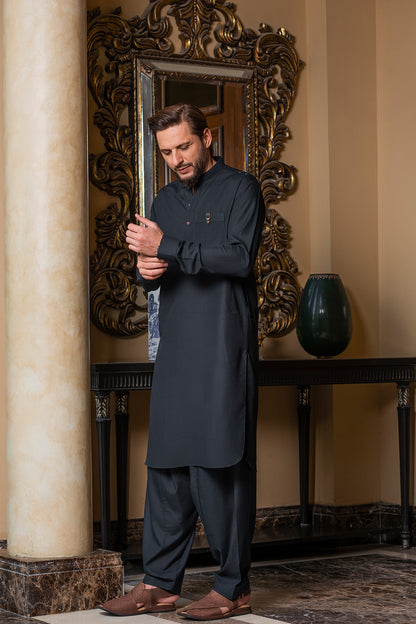 Charcoal Green Kameez Shalwaar