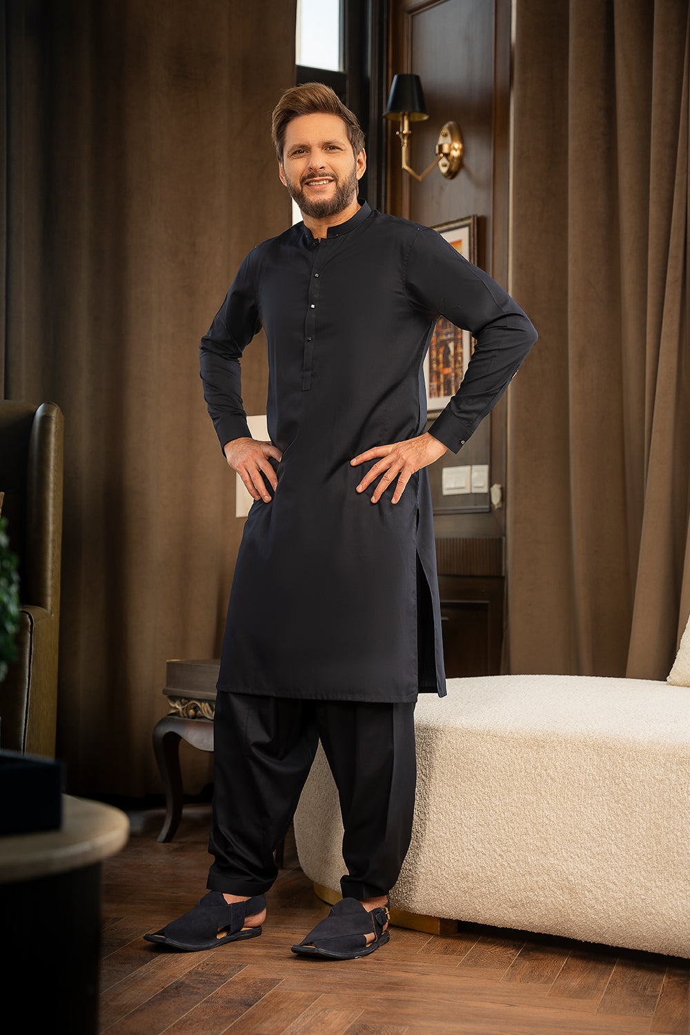 Dark Blue Blended Kameez Shalwar