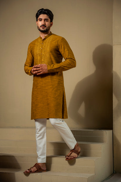 Yellow Embroidered Kurta Pajama