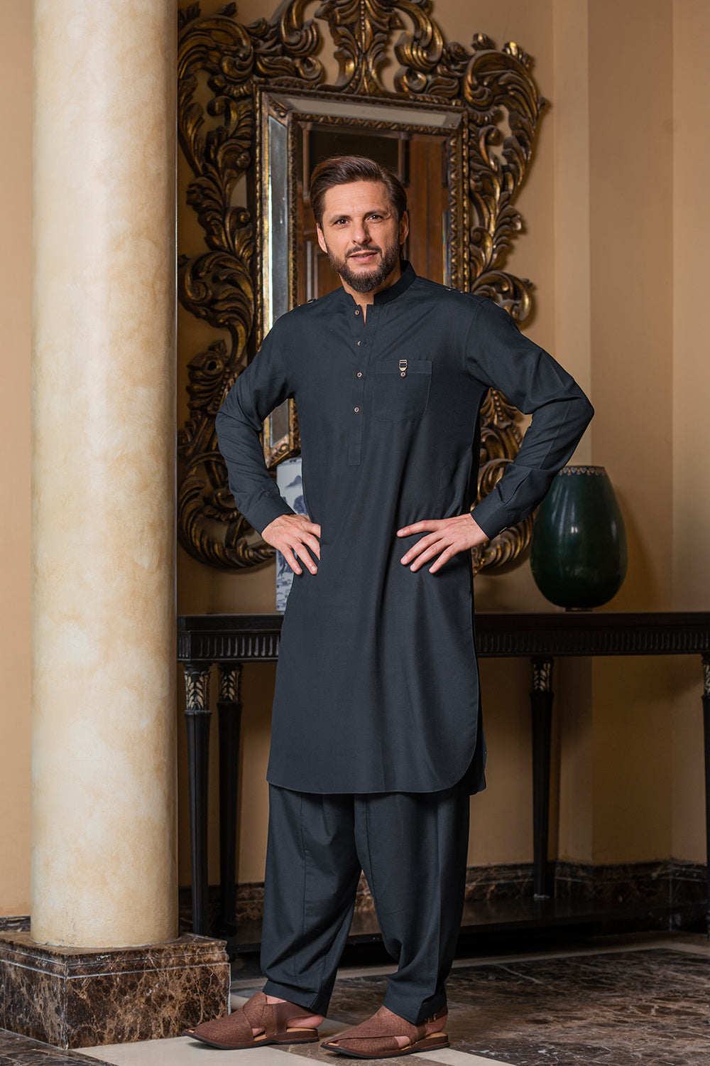 Charcoal Green Kameez Shalwaar