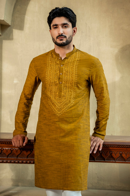 Yellow Embroidered Kurta Pajama