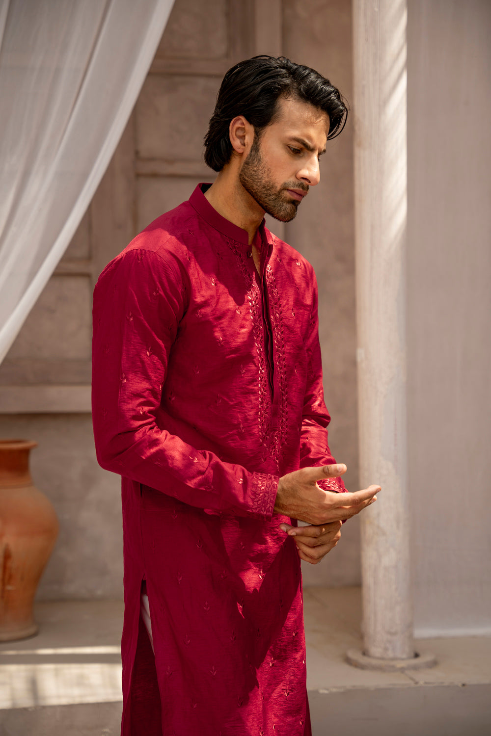 Red Embroidered Kurta Pajama