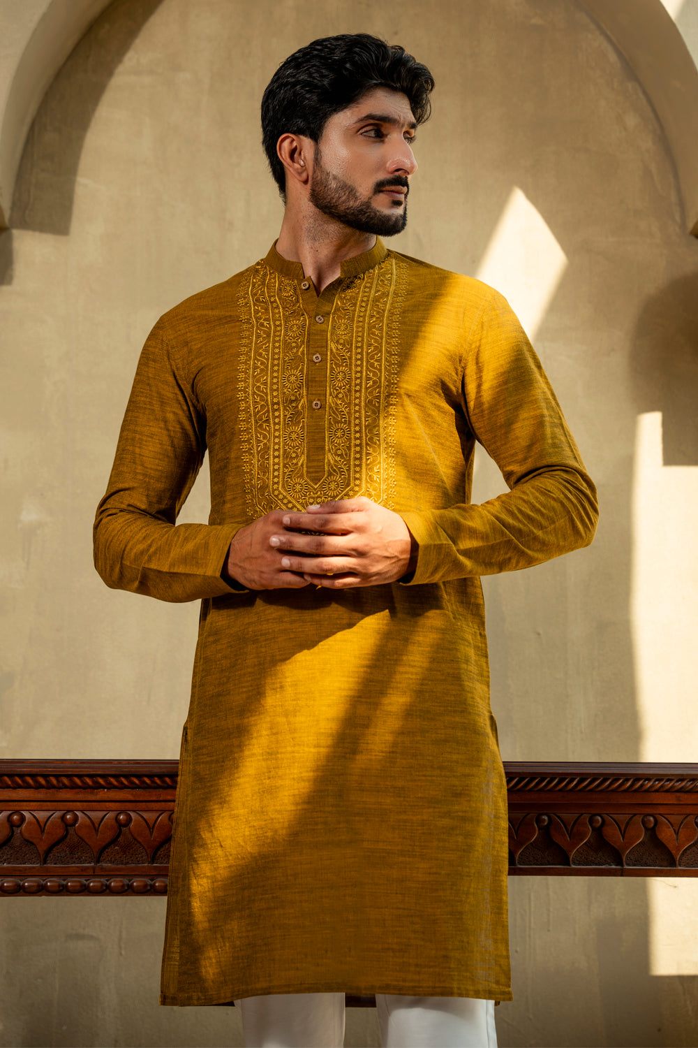 Yellow Embroidered Kurta Pajama