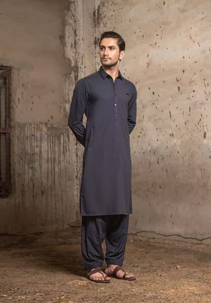 Charcoal Blue Kameez Shalwaar