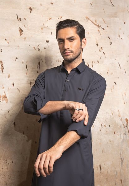 Charcoal Blue Kameez Shalwaar