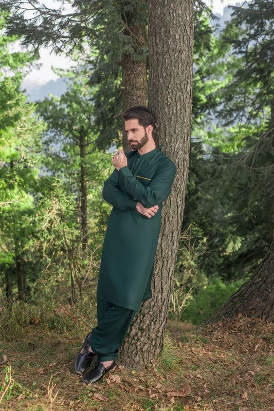 Forest Green Designer kameez Shalwar