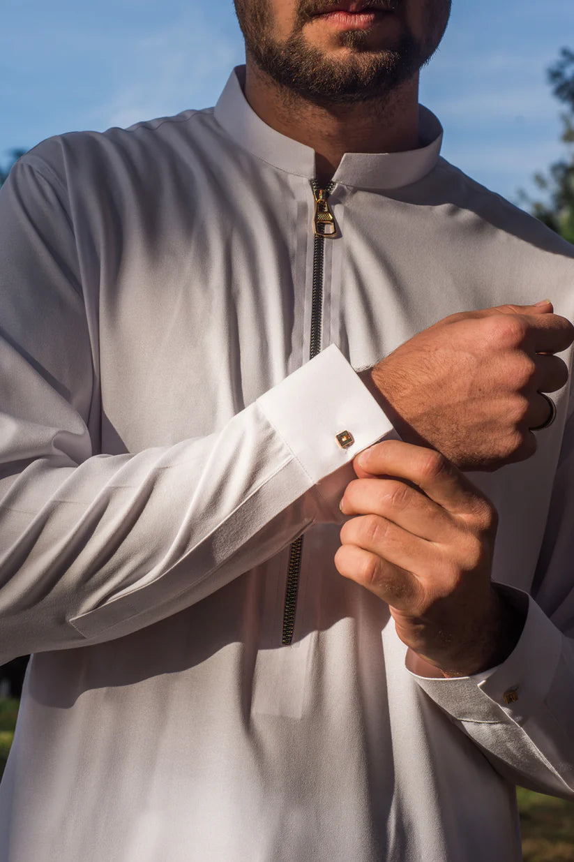 Pure White Kurta Pajama With Zipper