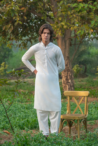 White Dobby Kameez Shalwar