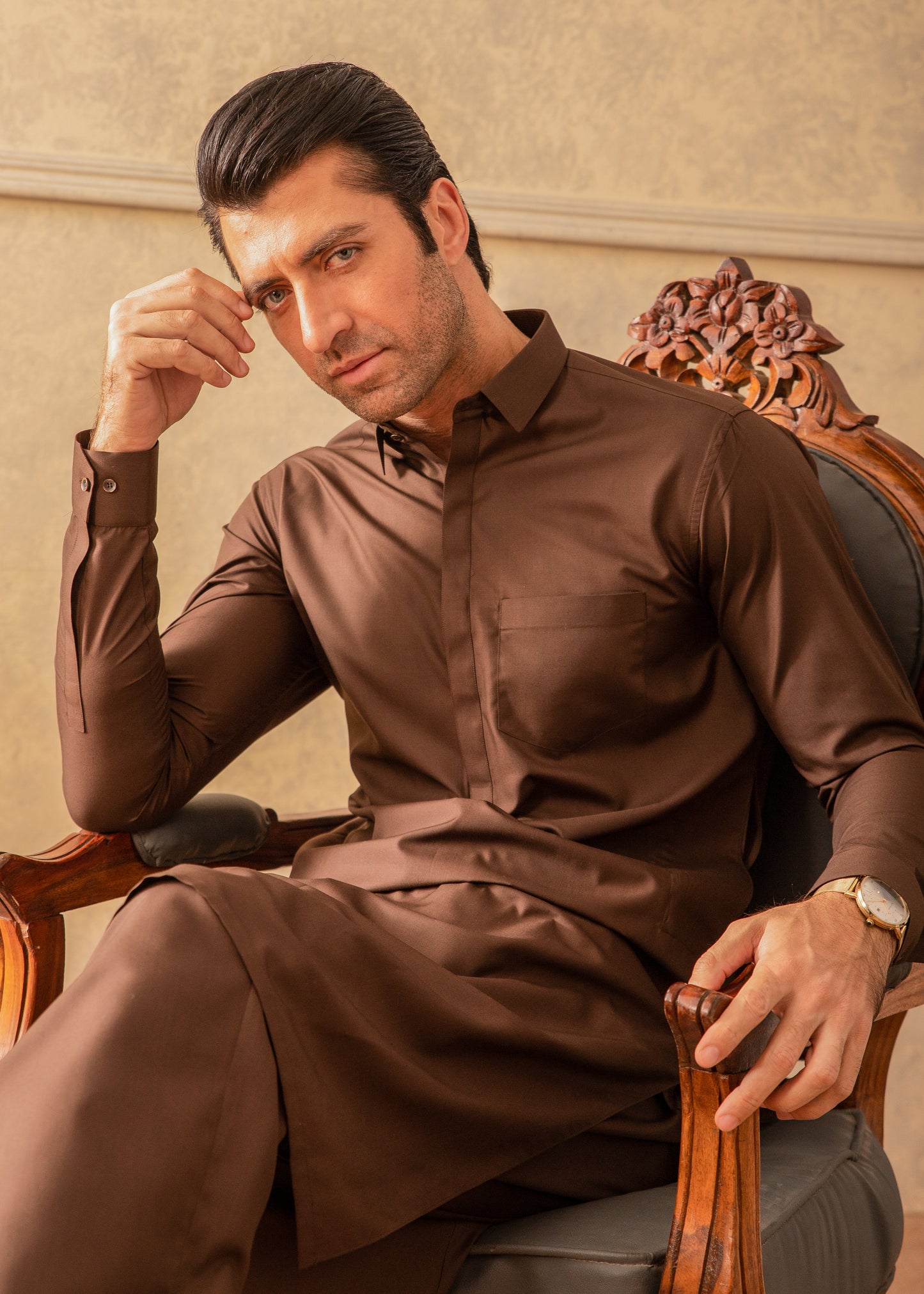 Dark Brown Kameez Shalwar