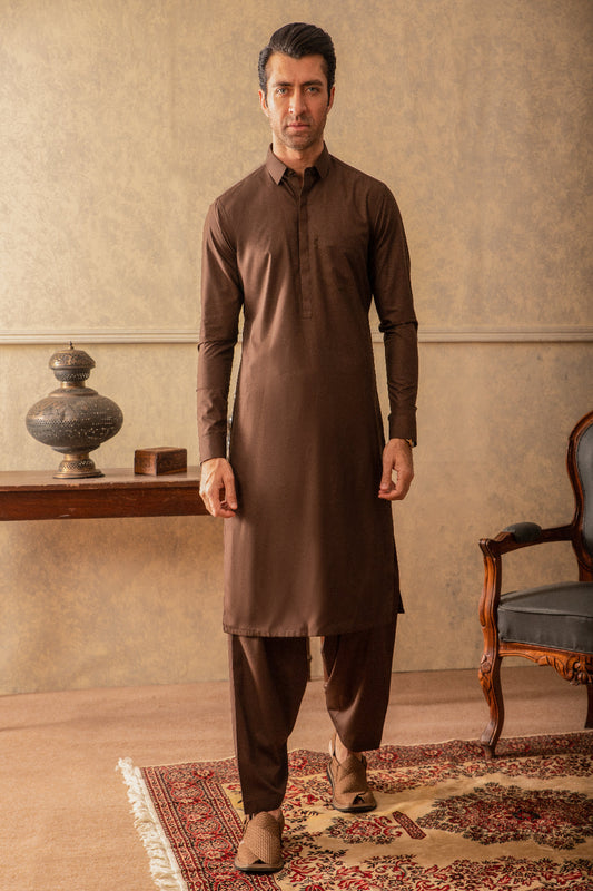 Dark Brown Kameez Shalwar